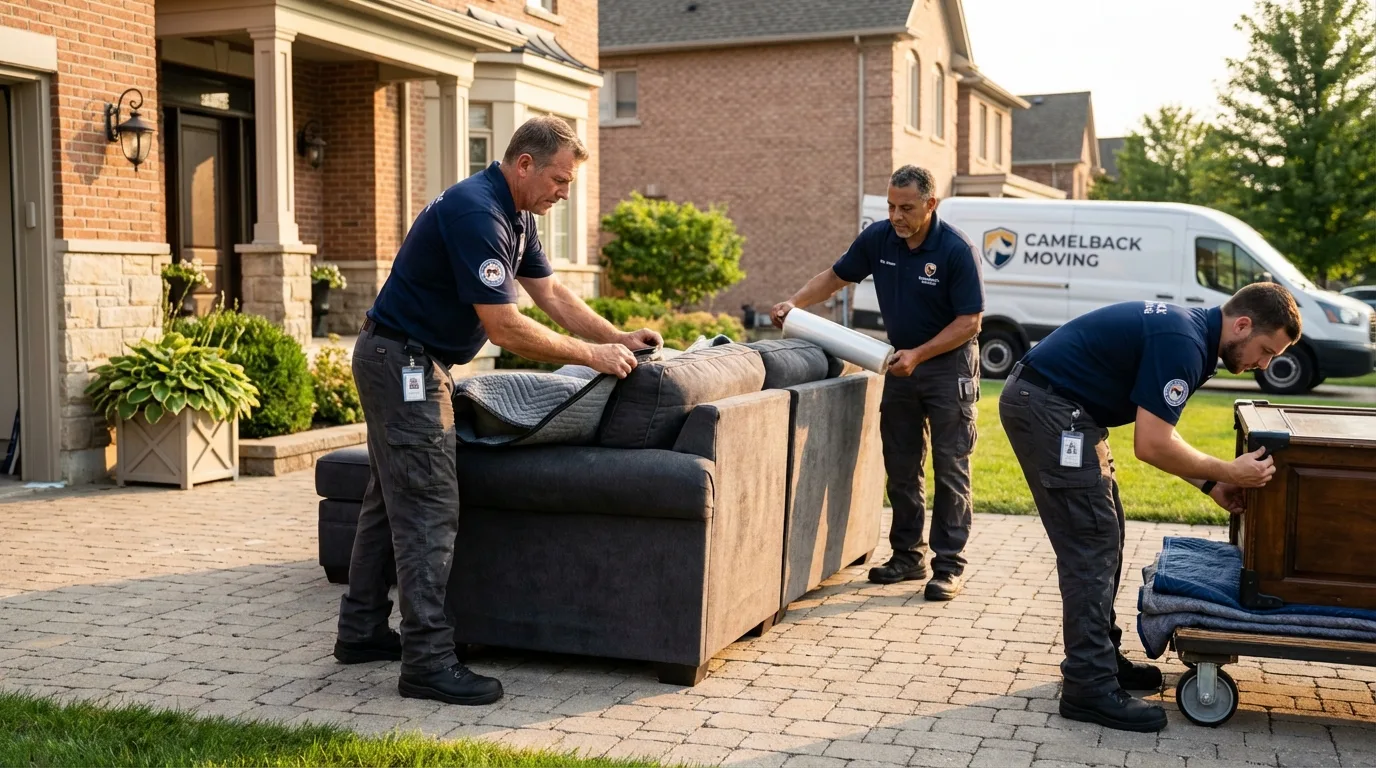 Large estate moving crew wrapping furniture in Raymondville, TX